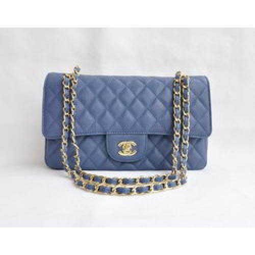 Chanel 2.55 Bolso con solapa acolchada 1112 Azul claro con herrajes dorados