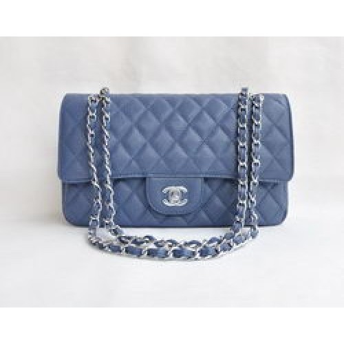 Chanel 2.55 Bolso con solapa acolchada 1112 Azul claro con herrajes plateados