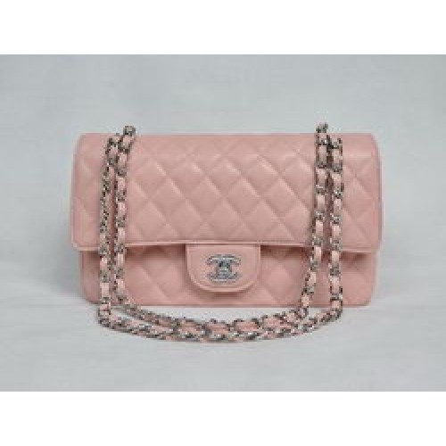 Chanel 2.55 Bolso con solapa acolchada 1112 Rosa con herrajes plateados