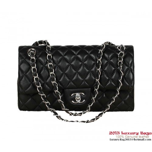 Bolso Chanel Serie 2.55 Cuero de piel de oveja negro 1112 Plata