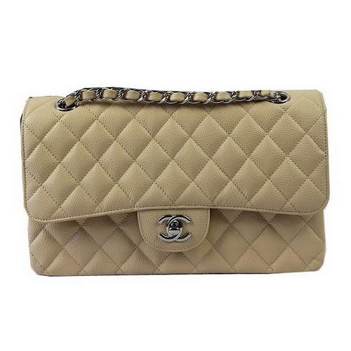 Chanel 2.55 Serie Bolsos Apricot Cannage Patrón Cuero CFA1112 Plata