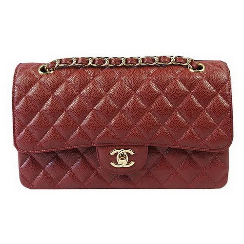 Chanel 2.55 Series Bolsos Borgoña Cannage Patrón Cuero CFA1112 Oro