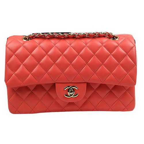 Bolsos Chanel Serie 2.55 Naranja Cuero Original CFA1112 Oro