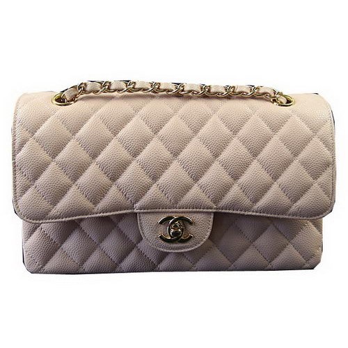 Bolsos de la serie Chanel 2.55 Patrón de cannage rosa Cuero CFA1112 Oro