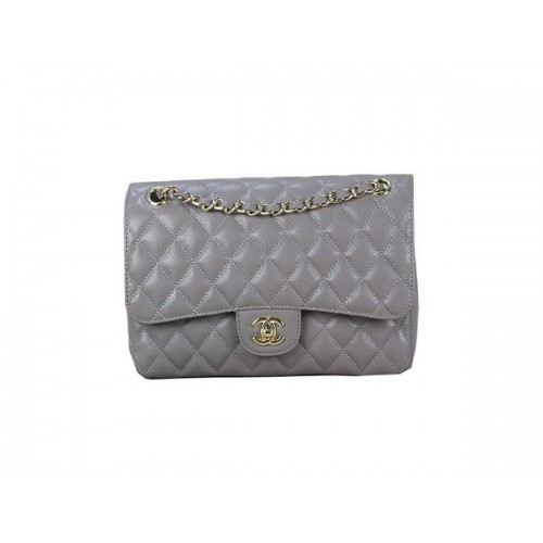 Chanel 2.55 Series Classic Flap Bag 1112 Gris Original Cannage Pattern Leather Gold