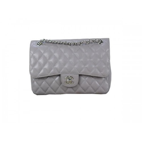 Chanel 2.55 Series Classic Flap Bag 1112 Gris Original Cannage Pattern Cuero Plata