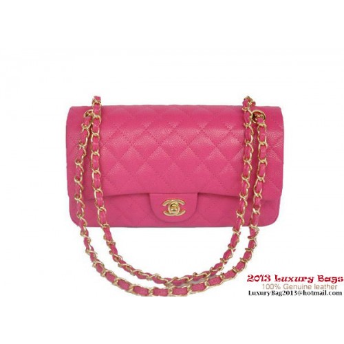 Chanel 2.55 Series Classic Flap Bag 1112 Rose Cannage Pattern Gold