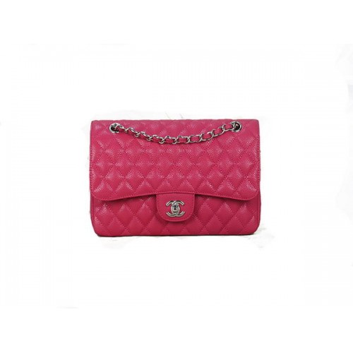 Chanel 2.55 Series Classic Flap Bag 1112 Rose Cannage Pattern Cuero original Plata