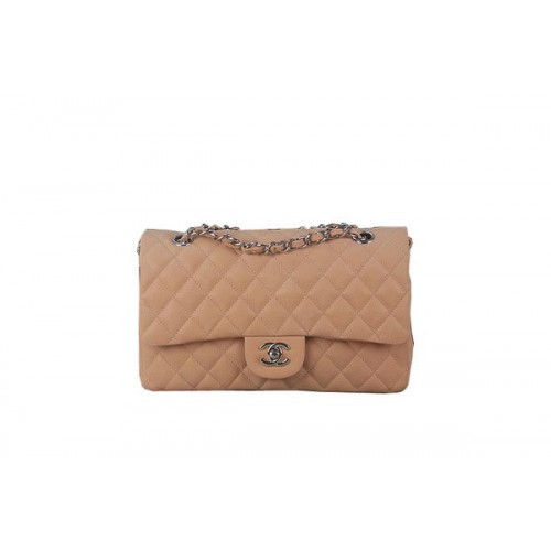 Chanel 2.55 Series Classic Flap Bag A01112 Beige Original Nubuck Cannage Patrón Cuero Plata