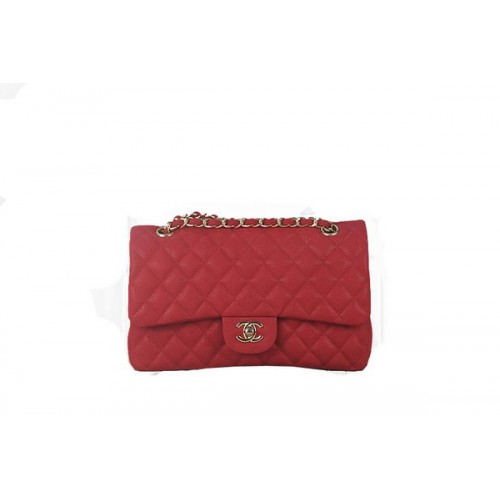 Chanel 2.55 Series Classic Flap Bag A01112 Rojo Original Nubuck Cannage Patrón Cuero Dorado