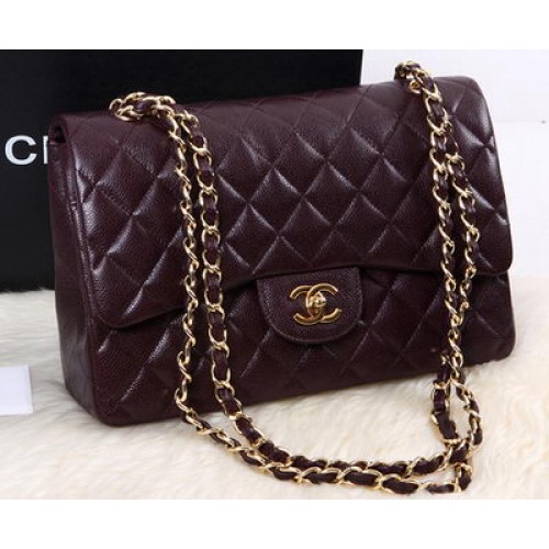 Chanel 2.55 Series Flap Bag Original Cannage Pattern Cuero A1112 Borgoña