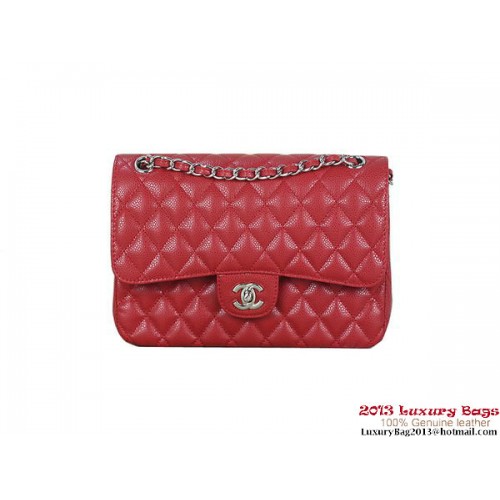 Chanel 2.55 Series Flap Bag Red Original Cannage Patterns Cuero A1112 Plata