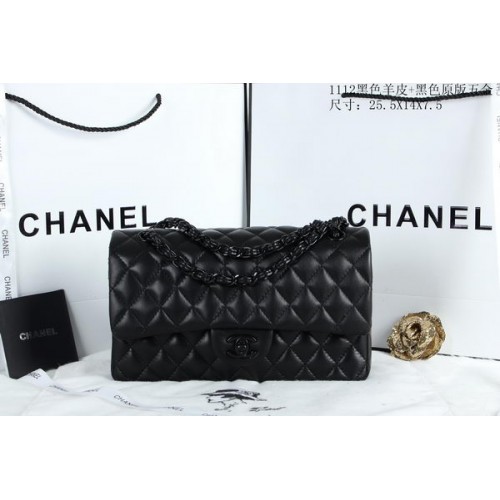 Chanel 2.55 Series Flap Bolsos Piel de oveja A1112 Negro