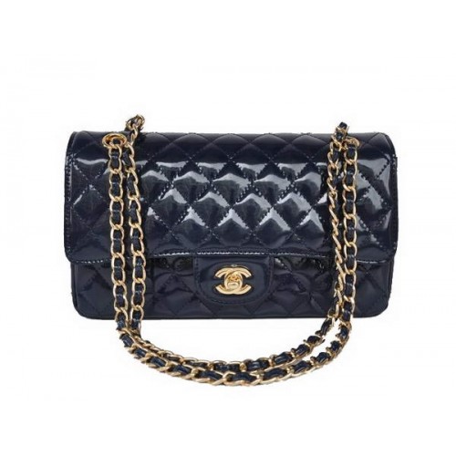 comprar barato Chanel 2.55 Series Royalblue Charol Flap Bag Gold Hardware