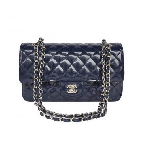 comprar barato Chanel 2.55 Series Royalblue Charol Flap Bag Silver Hardware