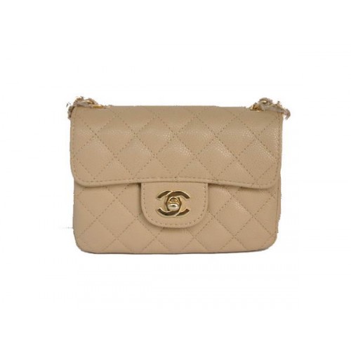 Chanel 2.55 mini Flap Bag 1115 Piel de oveja beige Herrajes dorados
