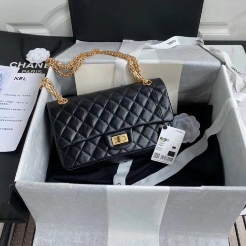 Chanel 2.55 Bolso con solapa de piel de becerro A37586 negro