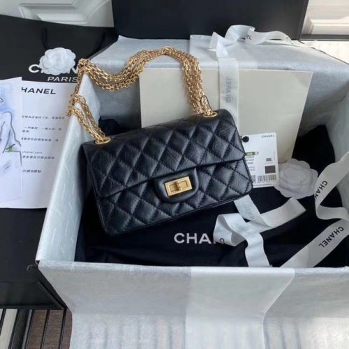 Chanel 2.55 Bolso con solapa de piel de becerro A37586 negro