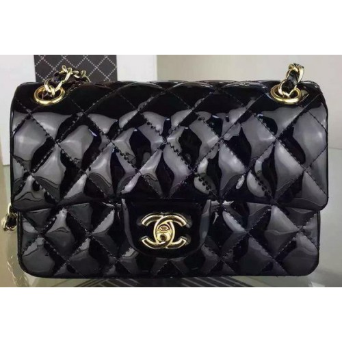 Bolso Chanel Serie 2.55 Doble Solapa Negro Original Charol CF7024 Oro