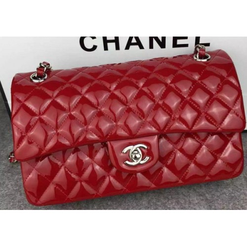 Bolso Chanel Serie 2.55 Doble Solapa Rojo Charol Original CF7024 Plata