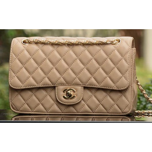 Chanel 2.55 Series Flap Bag Albaricoque Piel de oveja Cuero A1112 Oro