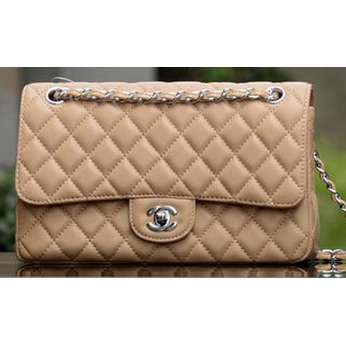 Chanel 2.55 Series Bolso con solapa Piel de oveja color albaricoque A1112 Plata