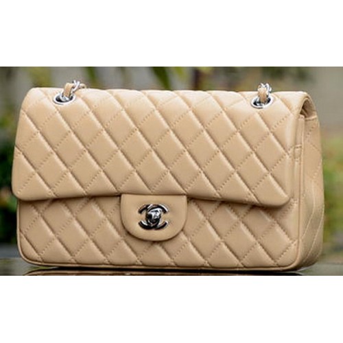 Chanel 2.55 Series Bolso con solapa Piel de oveja color albaricoque A37586 Plata