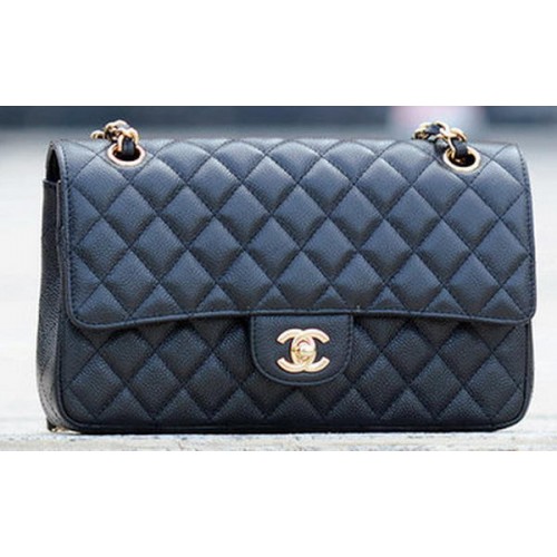 Chanel 2.55 Series Bolso con solapa Patrón Cannage negro A1112 Oro