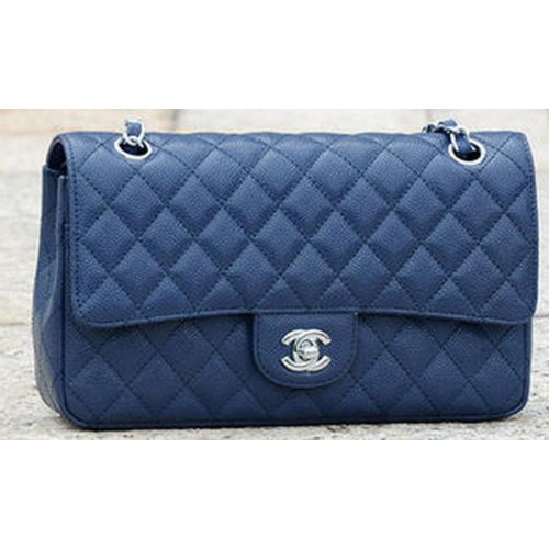 Chanel 2.55 Series Flap Bag Blue Cannage Pattern A1112 Plata