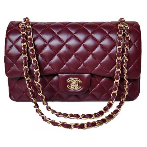 Bolso Chanel 2.55 Series Flap Charol Burdeos A1112 Oro