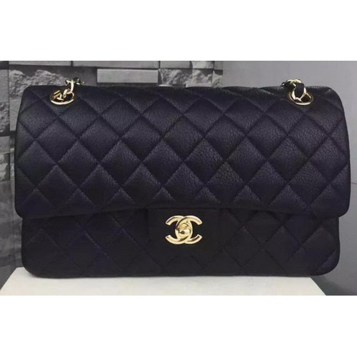 Chanel 2.55 Series Flap Bag Deerskin Leather A1112 Negro