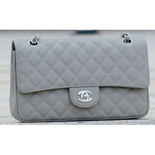 Chanel 2.55 Series Flap Bag Gris Cannage Patrón A1112 Plata