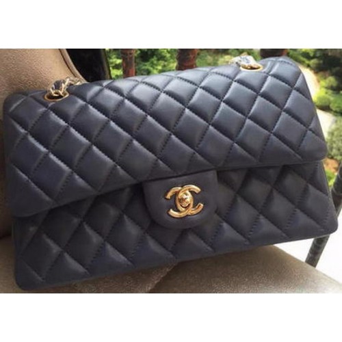 Chanel 2.55 Series Bolso con solapa Gris Cuero original A01112 Oro