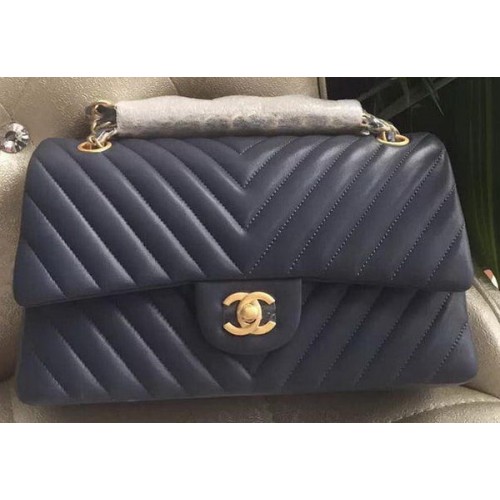 Chanel 2.55 Series Flap Bag Lambskin Chevron Leather A1112CF Royal