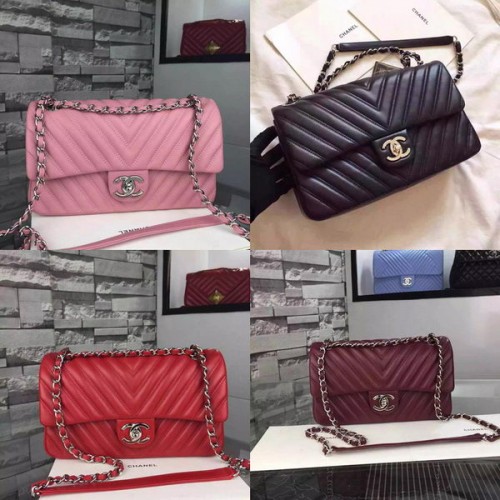 Chanel 2.55 Series Flap Bag Piel de cordero Chevron Leather A5378