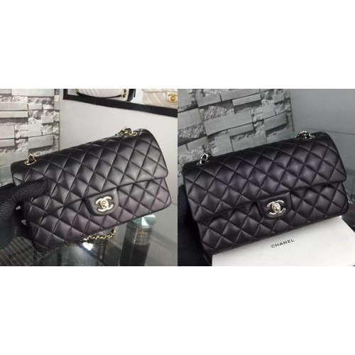 Bolso con solapa Chanel 2.55 Series Piel de cordero A5024 Negro