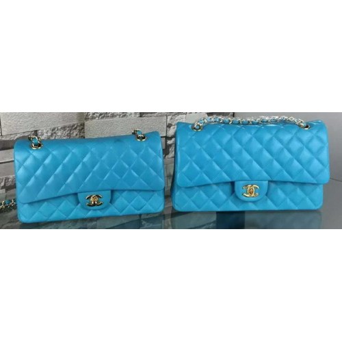Chanel 2.55 Serie Bolso con solapa Piel de cordero A5024 Azul