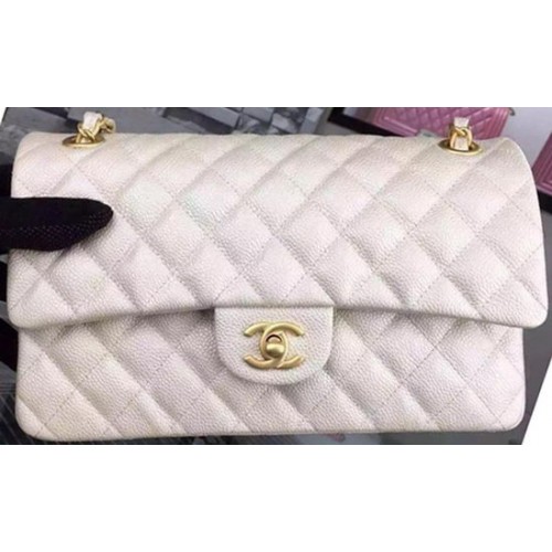 Chanel 2.55 Series Flap Bag OffWhite Cavier Leather A05480 Oro