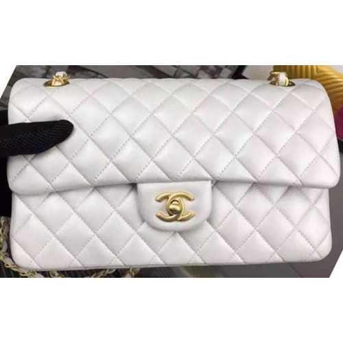 Chanel 2.55 Series Flap Bag OffWhite Cuero de piel de oveja A06375 Oro