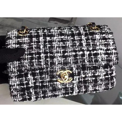 Chanel Serie 2.55 Bolso con solapa Tela original A1025 Blanco y negro