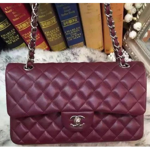 Chanel 2.55 Series Flap Bag Cuero de piel de oveja original A09765 Borgoña