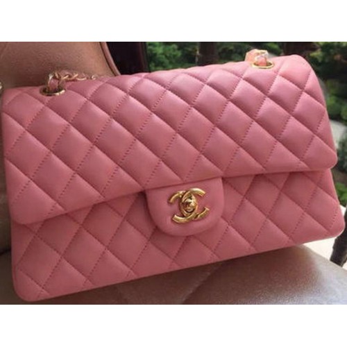 Chanel 2.55 Serie Flap Bolso Rosa Cuero Original A01112 Oro