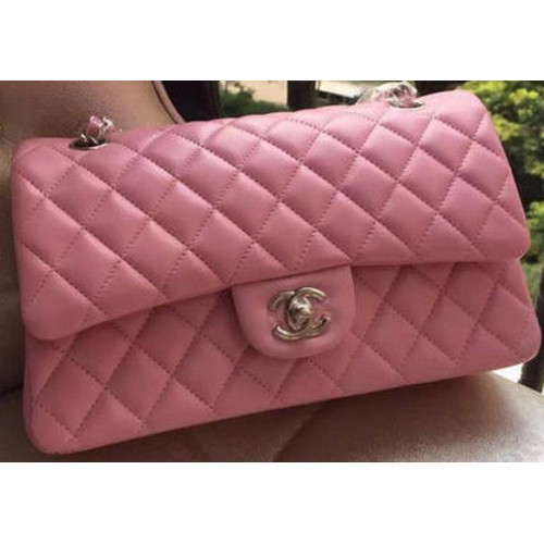 Chanel 2.55 Serie Flap Bolso Rosa Cuero Original A01112 Plata