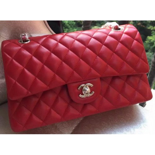 Chanel 2.55 Serie Flap Bolso Rojo Cuero Original A01112 Plata