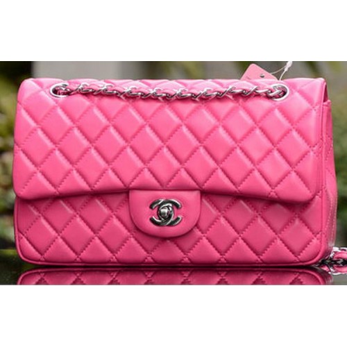 Chanel 2.55 Serie Bolso con solapa Piel de oveja rosa A37586 Plata