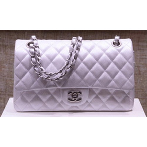 Chanel 2.55 Series Flap Bag Plata Original Caviar Leather A1112 Plata
