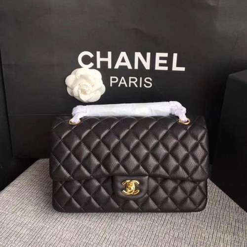 Chanel 2.55 Series Flap Bolsos Negro Original Deerskin A1112 Oro