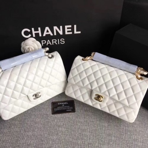 Chanel 2.55 Serie Flap Bolsos Cuero Original A1112 Blanco