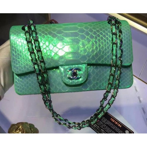 Chanel 2.55 Serie Flap Bolsos Original Serpiente Cuero A1112 Verde
