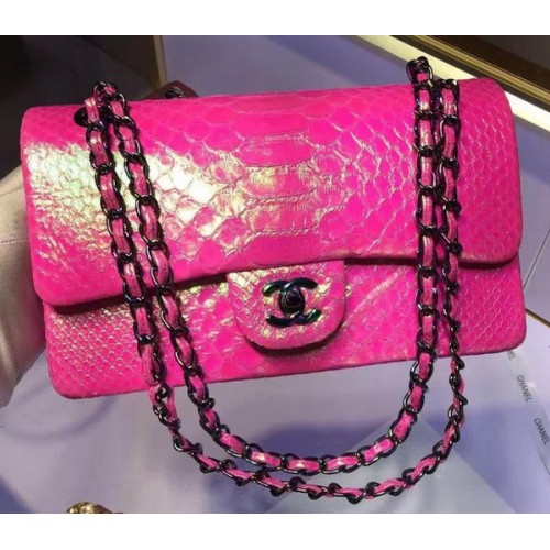 Chanel 2.55 Series Flap Bolsos Original Snake Leather A1112 Rose